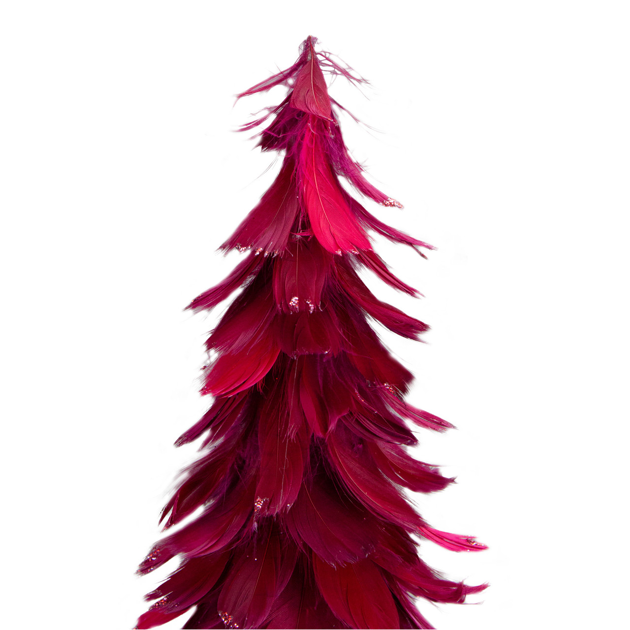 18Inch Plum Feather Cone Table Top Christmas Tree with Glitter